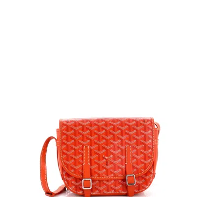 Pre-owned Goyard Belvedere Messenger Bag Coated Canvas With Leather Pm In Orange