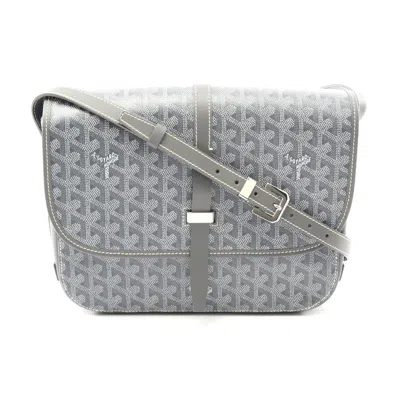 Pre-owned Goyard Belvedere Mm Shoulder Bag Pvc Canvas Leather In Gray