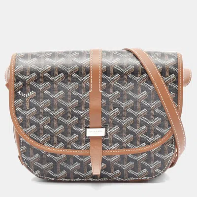 Pre-owned Goyard Belvedere Pm Shoulder Bag Coated Canvas Leather Brown Black