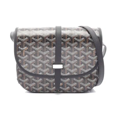 Pre-owned Goyard Belvedere Pm Shoulder Bag Pvc Canvas Leather In Black