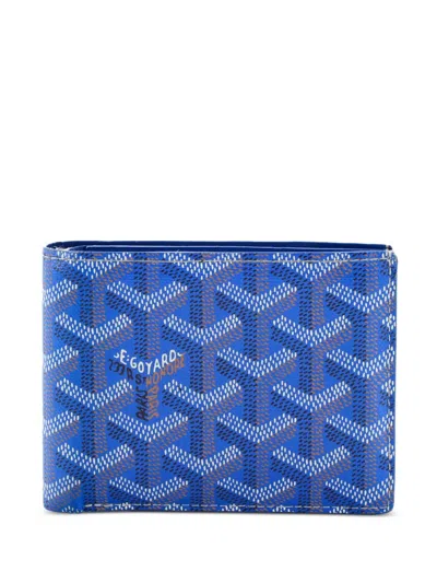Pre-owned Goyard Bifold Wallet Coated Canvas Small Wallets In Blue