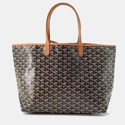 Pre-owned Goyard Black & Natural Pvc Coated Canvas Saint Louis Pm Tote Bag