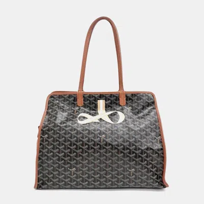 Pre-owned Goyard Black Brown Canvas Macage Hardy Pm Bag