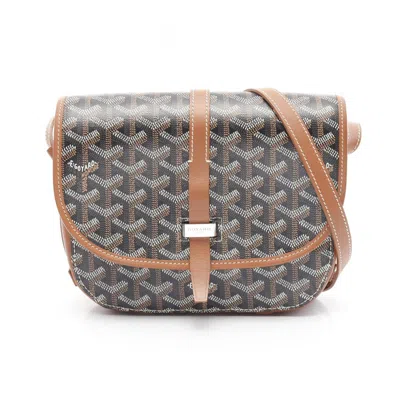 Pre-owned Goyard Black Brown Coated Canvas Leather Shoulder Bag ()