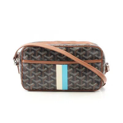 Pre-owned Goyard Black Brown Coated Canvas Leather Shoulder Bag () In Multi