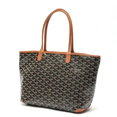 Pre-owned Goyard Black Brown Coated Canvas Leather Tote Bag () In Multi