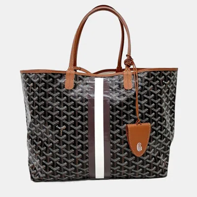 Pre-owned Goyard Black Brown Coated Canvas Marquage Saint Louis Pm Bag Charm