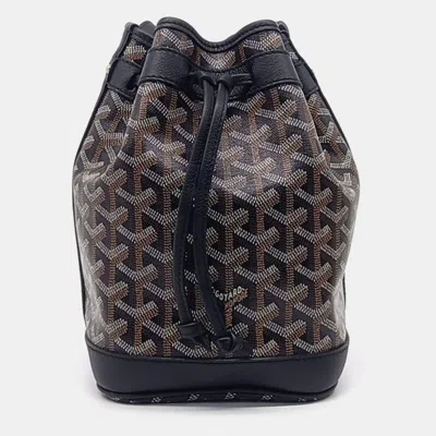 Pre-owned Goyard Black Brown Coated Canvas Petit Flor