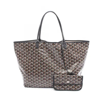 Pre-owned Goyard Black Brown Coated Canvas Pvc Leather Tote Bag () In Multi