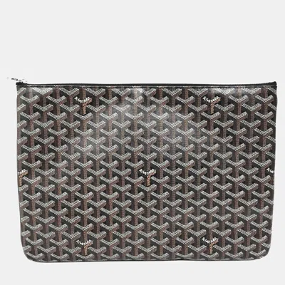 Pre-owned Goyard Black Brown Coated Canvas Sena Mgm