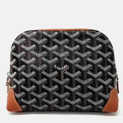 Pre-owned Goyard Black Brown Leather Vendome Pouch