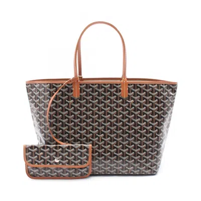 Pre-owned Goyard Black Brown Multi-color Coated Canvas Leather Tote Bag ()