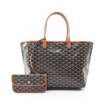 Pre-owned Goyard Black Brown Multi-color Coated Canvas Leather Tote Bag ()
