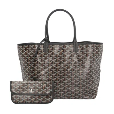 Pre-owned Goyard Black Brown Pvc Coated Canvas Tote Bag ()