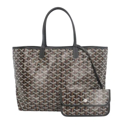 Pre-owned Goyard Black Brown Pvc Coated Canvas Tote Bag () In Multi