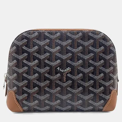 Pre-owned Goyard Black Brown Pvc Vendôme Pouch