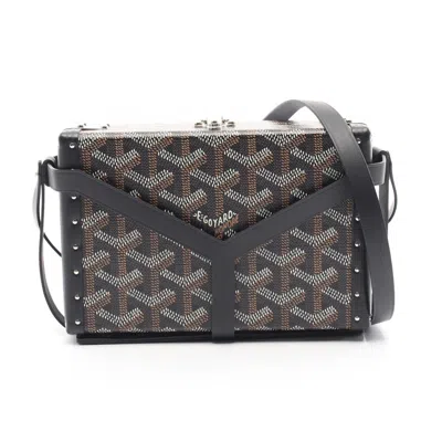 Pre-owned Goyard Black Brown White Coated Canvas Leather Shoulder Bag ()