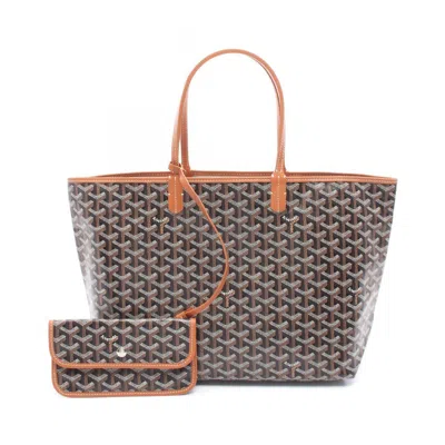 Pre-owned Goyard Black Brown White Coated Canvas Leather Tote Bag () In Multi
