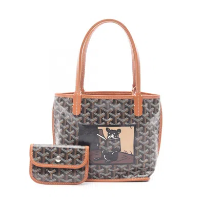 Pre-owned Goyard Black Brown White Coated Canvas Tote Bag () In Multi