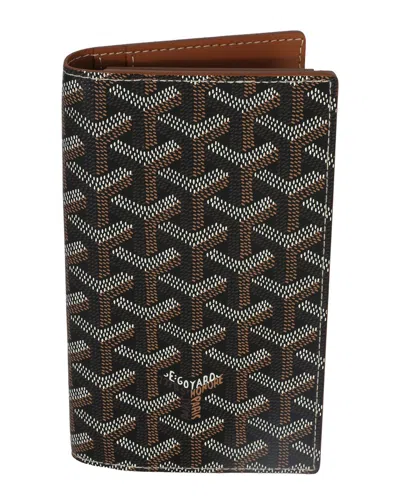Pre-owned Goyard Black Canvas Gold Ine Canvas Saint-lambert Wallet (authentic Pre-  Loved)