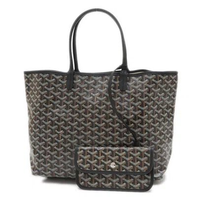 Pre-owned Goyard Black Canvas Leather Pouch Tote Bag ()