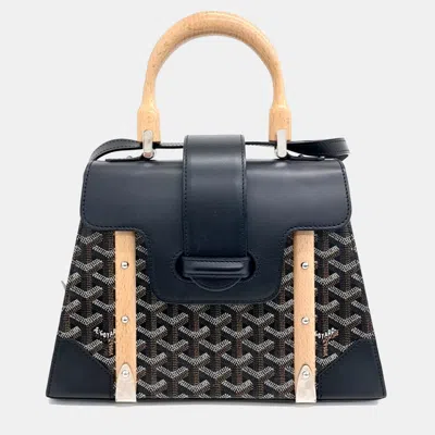 Pre-owned Goyard Black Coated Canvas And Leather Saigon Bag Mm