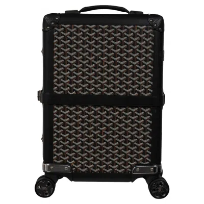 Pre-owned Goyard Black Coated Canvas Bourget Trolley Pm Rolling Travel Trunk Luggage Carry