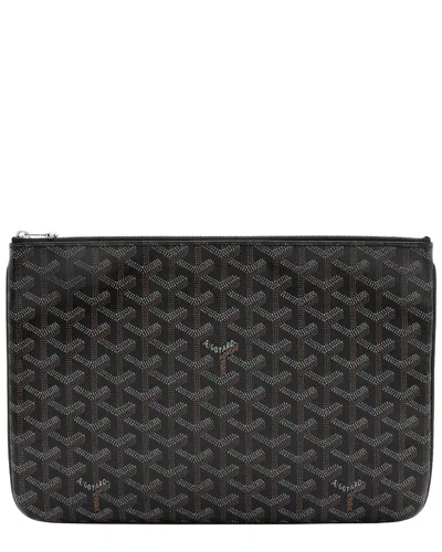 Pre-owned Goyard Black Coated Canvas Senat Mm Pouch (authentic Pre-loved)