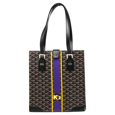 Pre-owned Goyard Black Ine Canvas And Chevroches Calfskin Tote