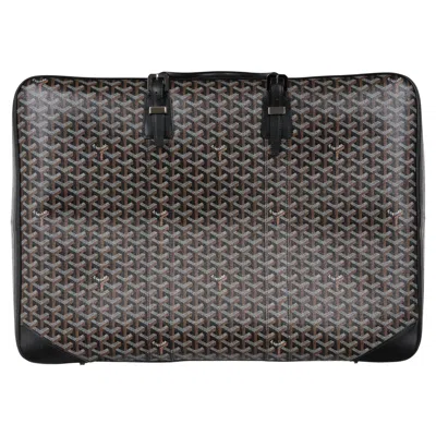 Pre-owned Goyard Black Ine Canvas Leather Majordome 60 Travel Luggage Trunk Bag