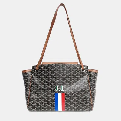 Pre-owned Goyard Black Tan Pvc Marquage Louette Pm