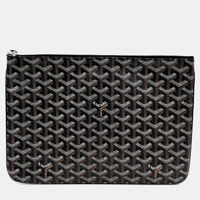 Pre-owned Goyard Black/brown Coated Canvas Sena Mm Bag
