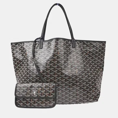 Pre-owned Goyard Black/brown/white Pvc And Leather Saint Louis Gm Tote Bag
