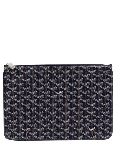 Pre-owned Goyard Blue Canvas Sena Mm Clutch (authentic Pre-loved)