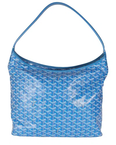 Pre-owned Goyard Blue Ine Canvas Boheme Hobo (authentic Pre-loved)