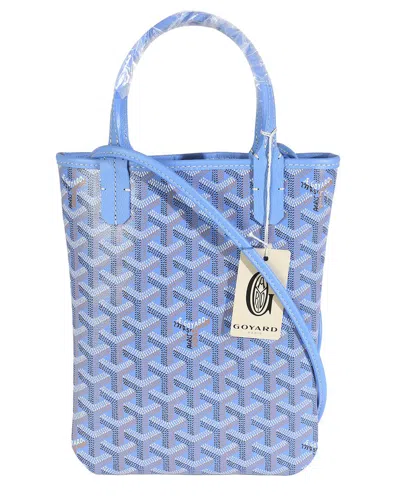 Pre-owned Goyard Blue Ine Canvas Le Jardin Poitiers Tote Pm (authentic Pre-loved)