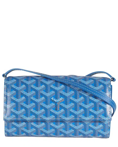 Pre-owned Goyard Blue Ine Coated Canvas Varenne Continental Wallet (authentic Pre-  Loved)