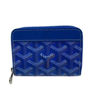 Pre-owned Goyard Blue Multi-color Coated Canvas Leather Wallet (bi-fold) () In Blue, Multi-color
