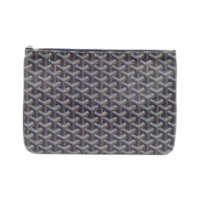 Pre-owned Goyard Blue Navy Coated Canvas Handbag () In Multi