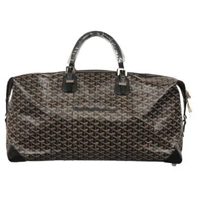 Pre-owned Goyard Boeing 55 Duffle Bag Black Brown Travel Carry On Weekend Luggage Silver