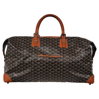 Pre-owned Goyard Boeing 55 Duffle Bag Brown Black Travel Carry On Weekend Luggage Silver