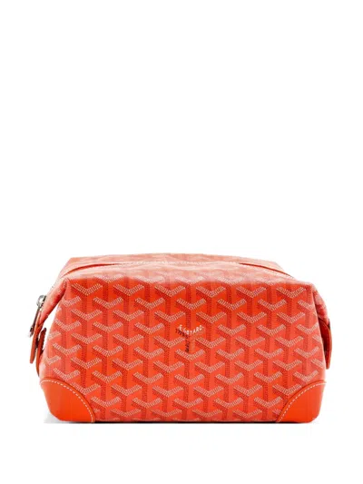 Pre-owned Goyard Boeing Trousse De Toilette Pouch Coated Canvas 25 Clutch Bag In Orange