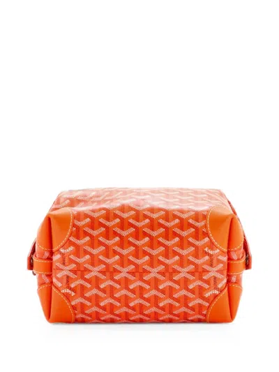 Pre-owned Goyard Boeing Trousse De Toilette Pouch Coated Canvas 25 Clutch Bag In Orange