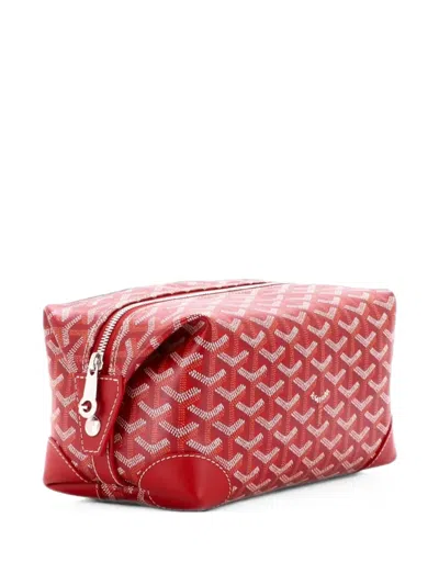 Pre-owned Goyard Boeing Trousse De Toilette Pouch Coated Canvas 25 Clutch Bag In Red