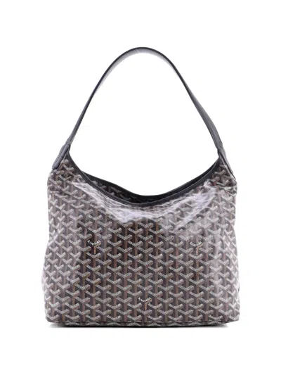 Pre-owned Goyard Boheme Coated Canvas Hobo Bag In Black