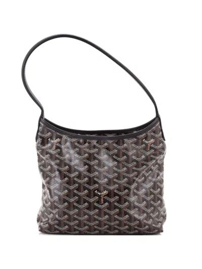 Pre-owned Goyard Boheme Coated Canvas Mini Hobo Bag In Black