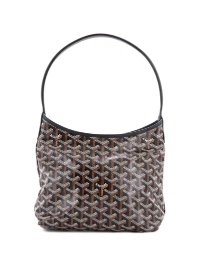 Pre-owned Goyard Boheme Coated Canvas Mini Hobo Bag In Black