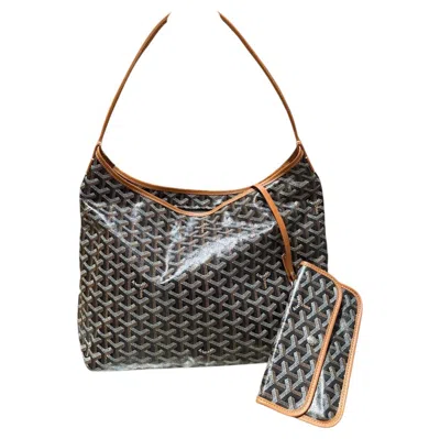 Pre-owned Goyard Boheme Hobo Bag Black Gold Tan Ine Canvas Shoulder Tote Pouch