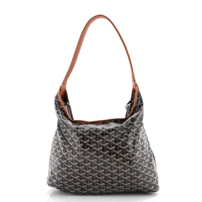 Pre-owned Goyard Boheme Hobo Coated Canvas In Black