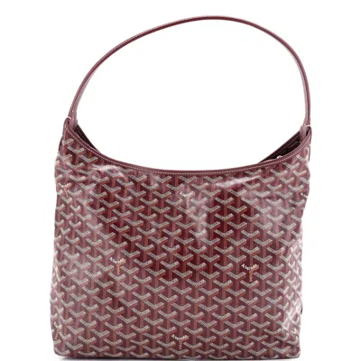 Pre-owned Goyard Boheme Hobo Coated Canvas In Red
